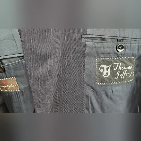 Samuelsohn Double Breasted Blazer Sport Coat Navy Striped Vintage Canvas 40R 38R - Picture 10 of 16